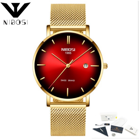 Đồng hồ nam dây lưới thép Nibosi 2362 fullbox