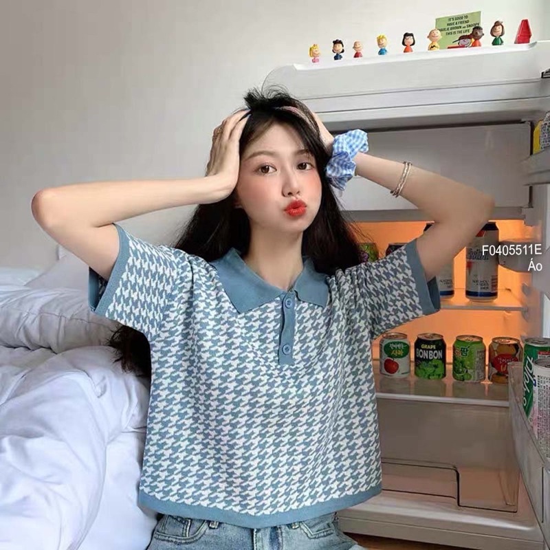 Áo len croptop tay ngắn 0522