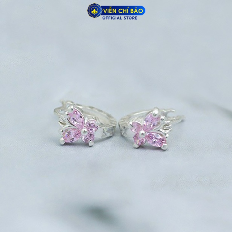 Bông tai bạc nữ cánh bướm hồng chất liệu bạc 925 thời trang phụ kiện trang sức nữ Viễn Chí Bảo B400002