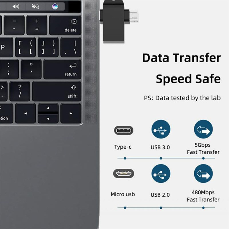 Đầu Chuyển Đổi Otg 2 Trong 1 Từ Usb 3.0 Sang Micro Usb Male Và Usb C