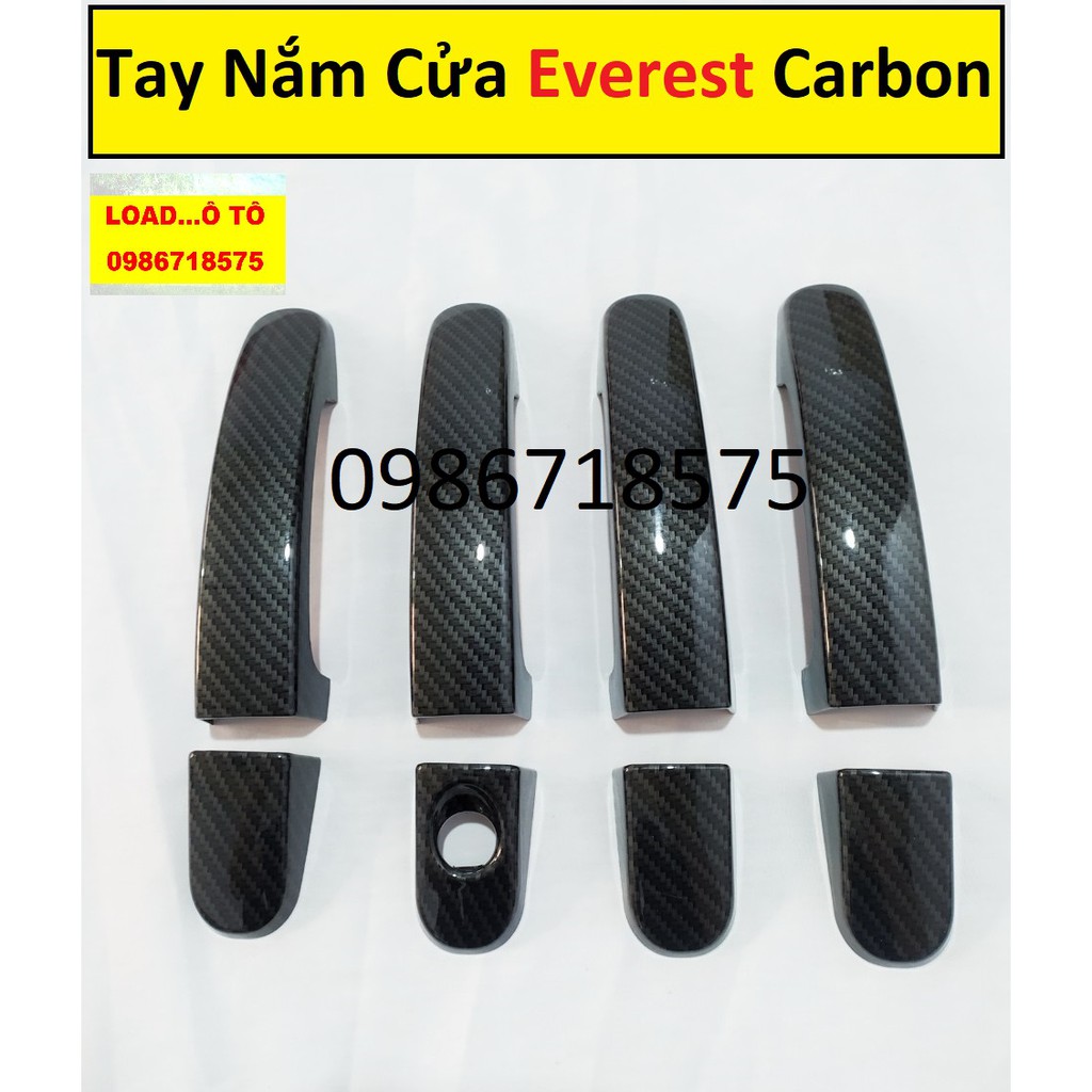 Ốp Tay Nắm, Hõm Cửa Carbon Xe Ford Everest 2022-2018 Mẫu Vân Carbon Cao Cấp