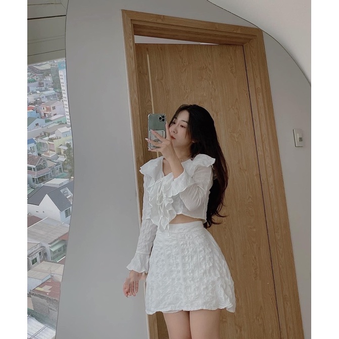 Set Áo Xốp Đan Dây Kèm Chân Váy