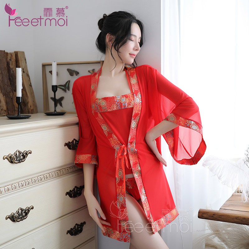 Bộ Đồ Ngủ Cosplay Sexy Gồm: Áo choàng + yếm cổ trang - set bộ cosplay cổ trang, tân nương (ảnh thật shop chụp nha) | BigBuy360 - bigbuy360.vn