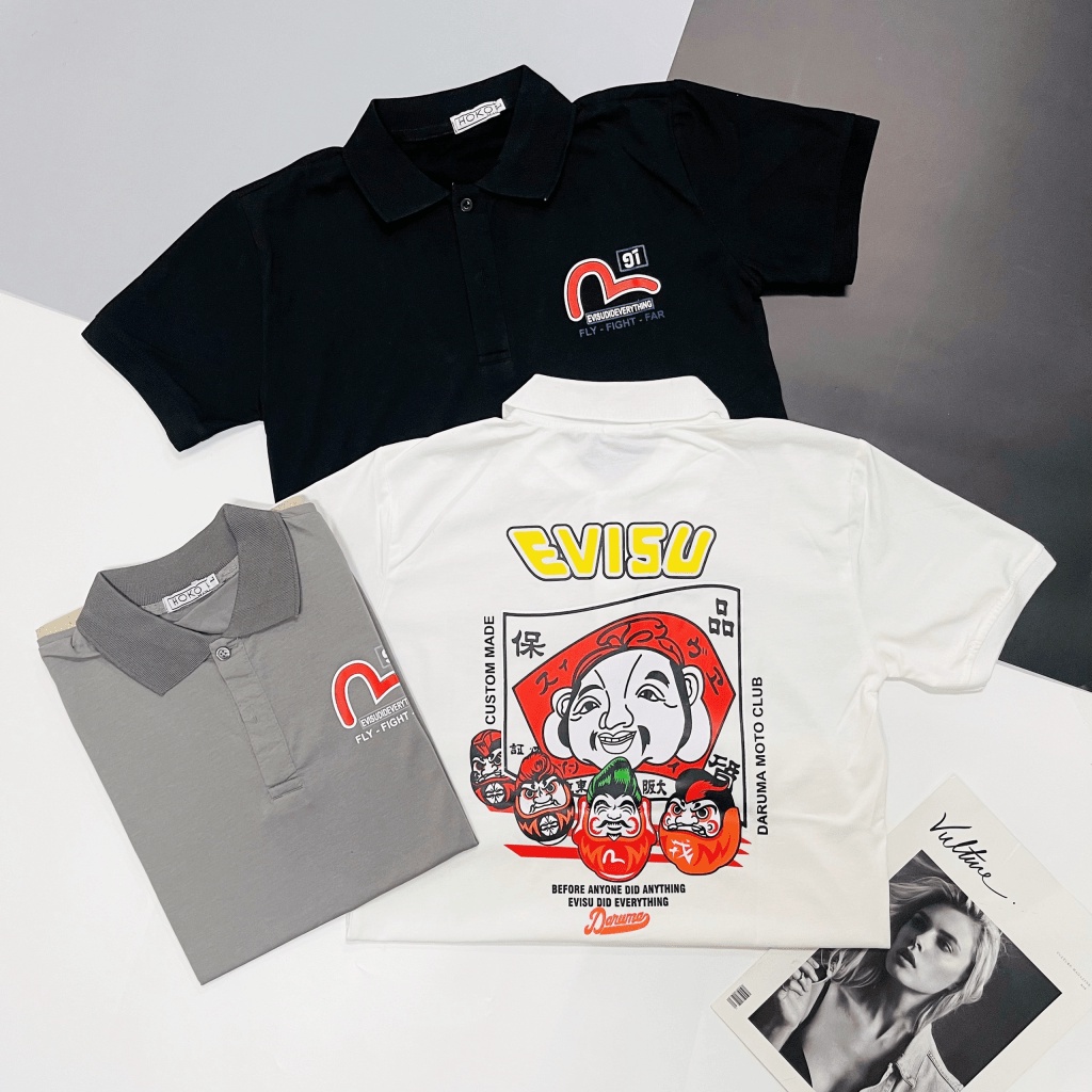 FREE SHIP ÁO THUN POLO CỔ BẺ EVISUS GỒM NHIỀU MÀU PHỐI ĐỒ CỰC ĐỈNH BN CÓ HÌNH THẬT
