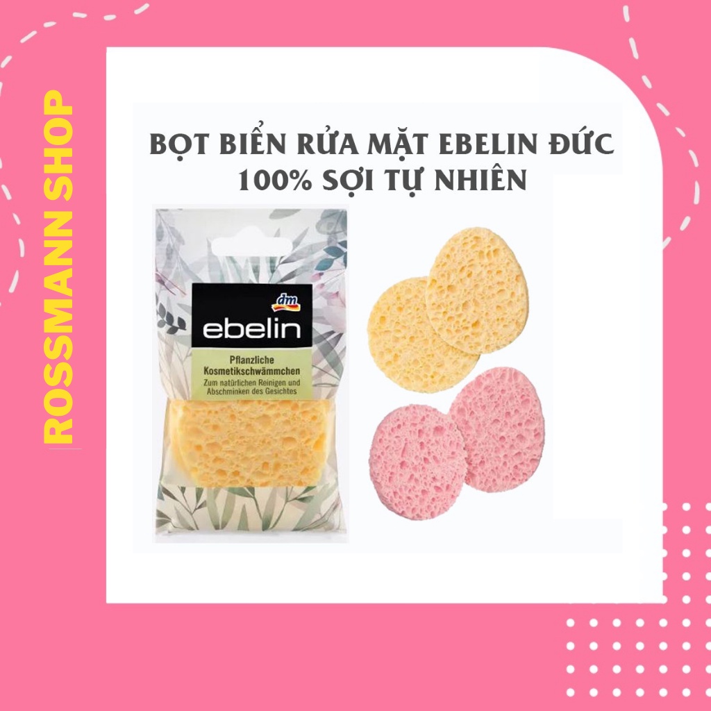 Bọt biển rửa mặt Ebelin Đức gồm 2 miếng Kháng khuẩn