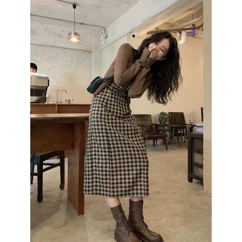 VÁY 2 DÂY CARO VINTAGE ULZZANG 🧸