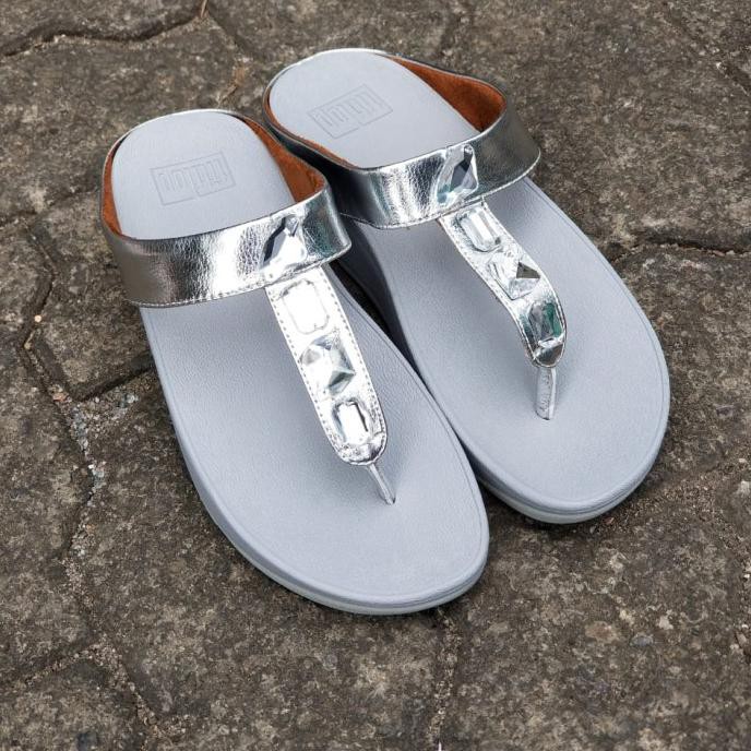 Fitflop Giày Sandal Da Màu Xám Bạc 36