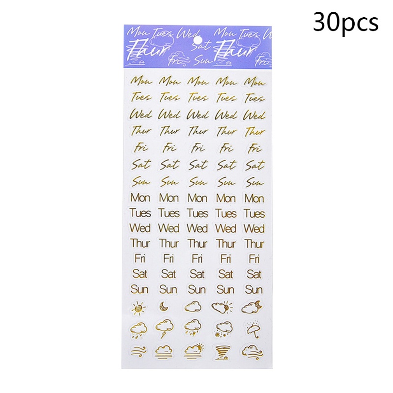 Set 30 Nhãn Dán Trang Trí Nhật Ký / Sổ Tay DIY Hình Chữ Cái Alphabet Màu Đồng