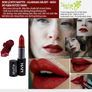 Son lì NYX Matte - MLS07 Alabama - Đỏ rượu vang