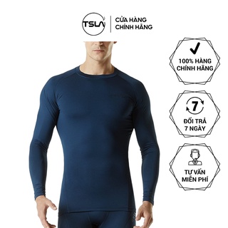 Áo giữ nhiệt thể thao nam TSLA Falic lót lông tay dài vải co giãn form ôm body tập gym work out chạy bộ mùa đông