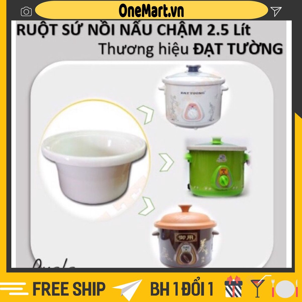 Ruột Sứ Nồi Kho Cá Nấu Cháo Chậm Đa Năng 1,5l-2,5l - OneMart