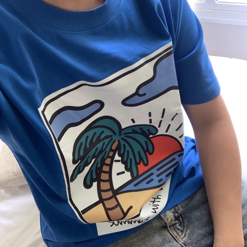 Áo Thun Tay Lỡ Unisex Nam Nữ Trơn DEETEE SUMMER Cotton Form Rộng Oversize Xanh Dương Hot Trend