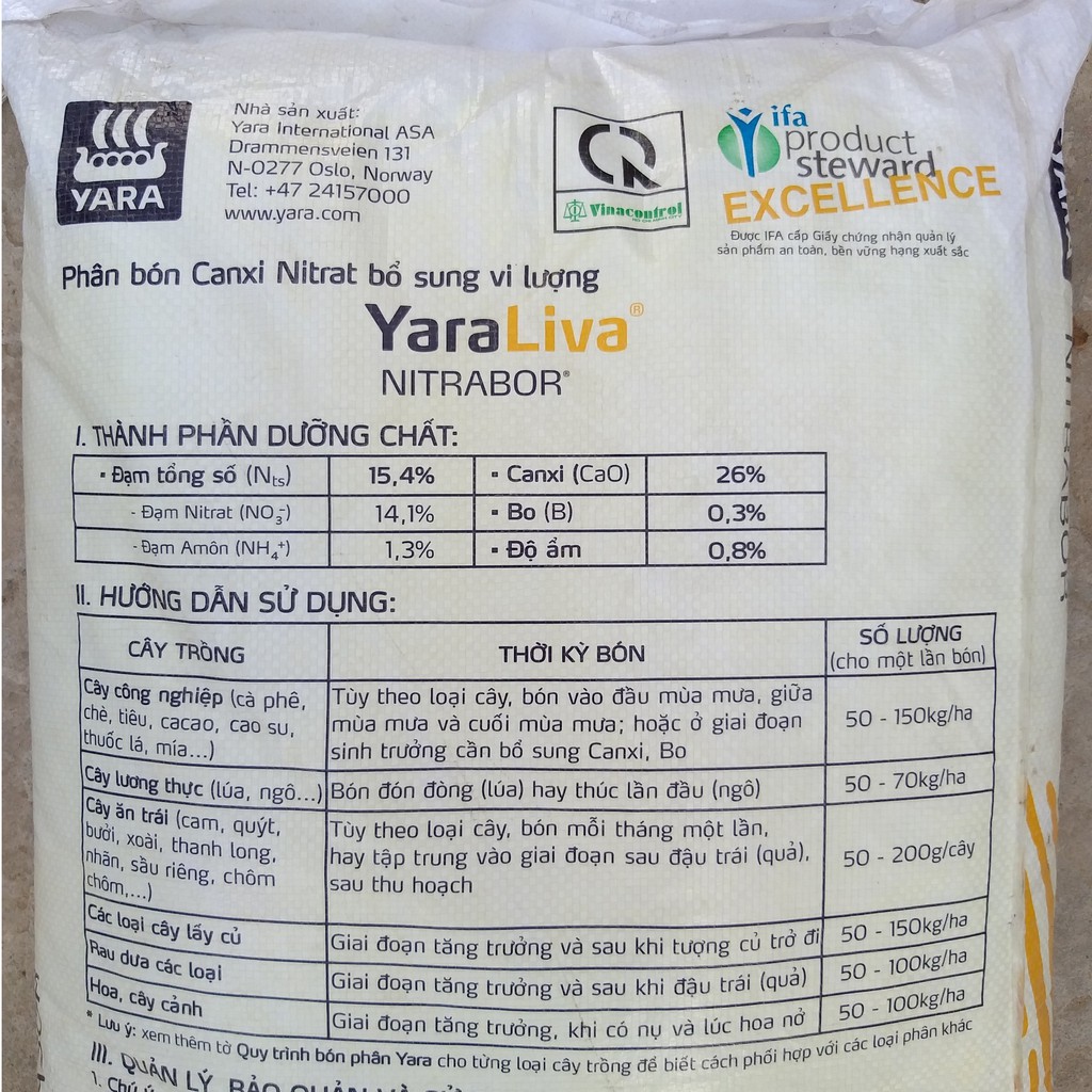 Siêu Canxi Bo Nitrat (500g) - Super CANXI hạ phèn, ra rễ, Chống nứt trái - Sản phẩm nhập khẩu của Yara NA UY