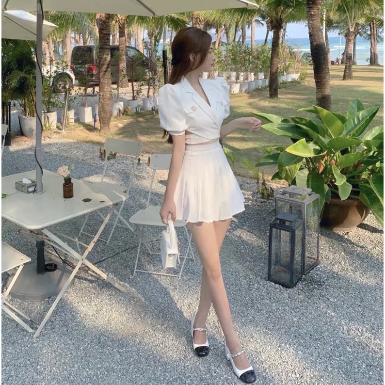 Set Vest Nữ Cực Xinh Trắng Đen Nu