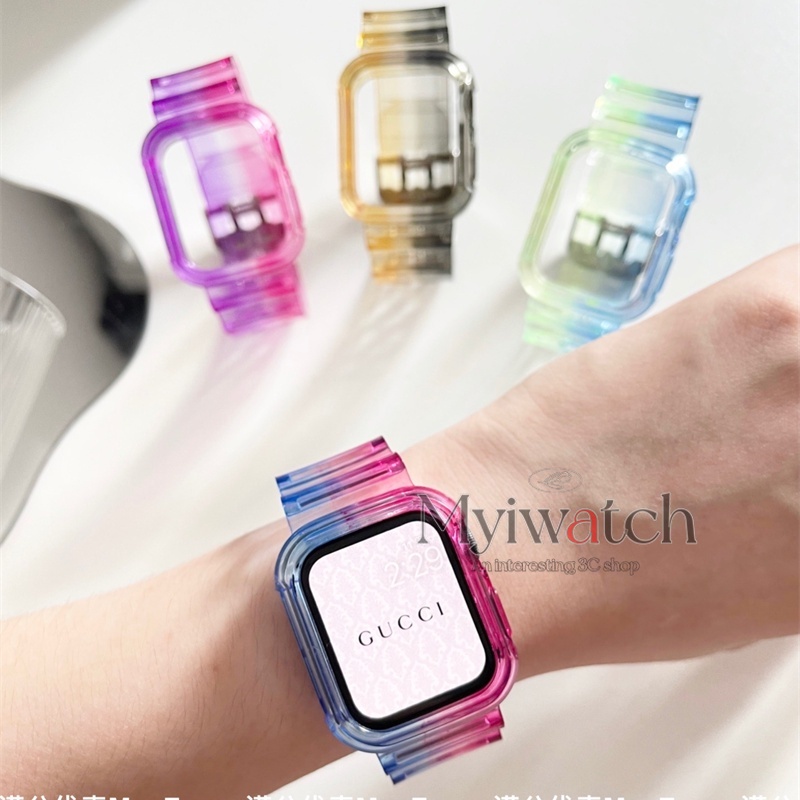 Vòng Đeo Tay Trong Suốt Màu Cầu Vồng Cho iWatch series 8 7 6 5 4 SE 41mm 45mm 40mm 44mm 38mm 42mm
