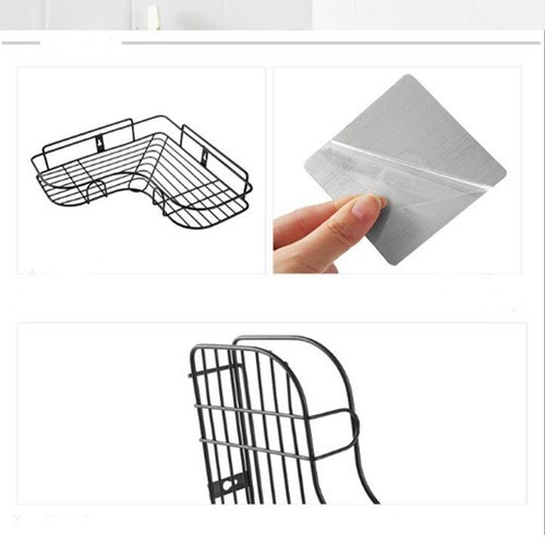 Kệ góc nhà tắm dán tường phun sơn tĩnh điện, kệ tam giác nhà bếp tiện dụng giá để đồ gọn gàng chịu lực 10kg Angola