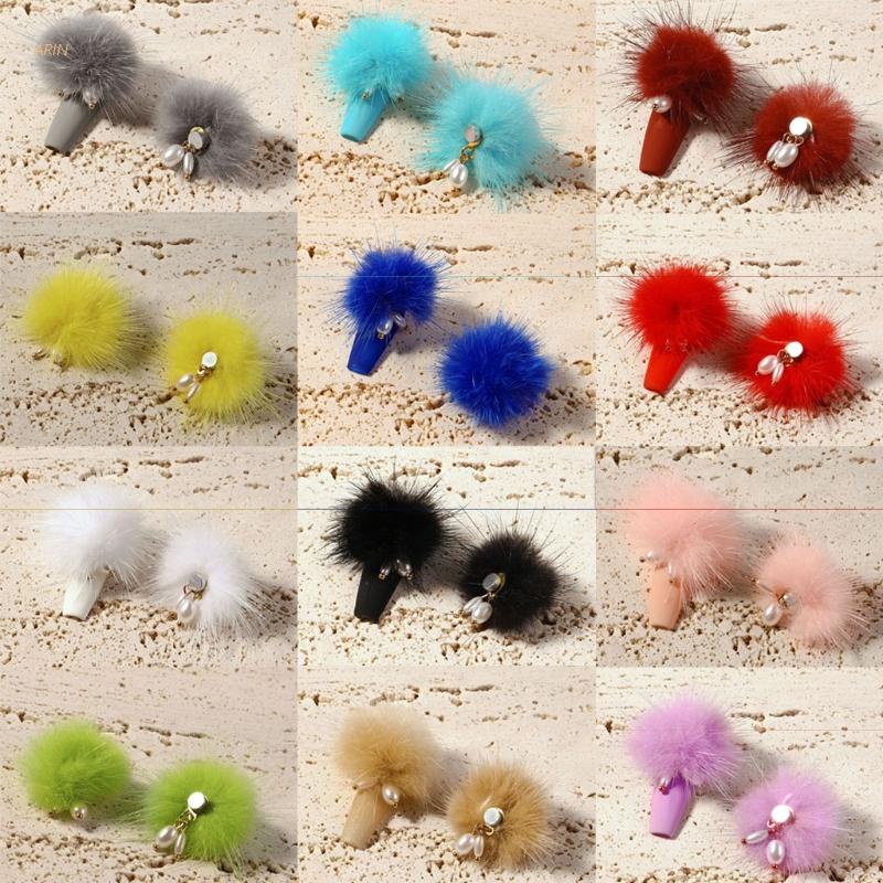 Set 12 Bóng Lông Xù Mềm 3D Dùng Để Thiết Kế Móng Tay Nghệ Thuật