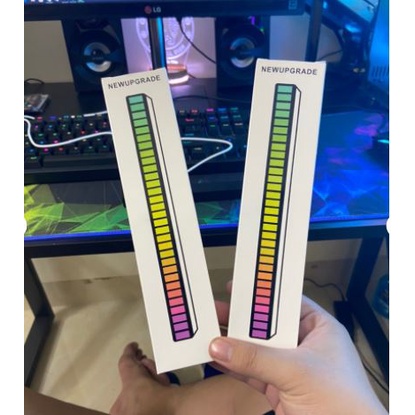 Thanh đèn Led RGB nháy theo nhạc, cảm biến âm thanh siêu nhạy, có chân đế trang trí bàn làm việc
