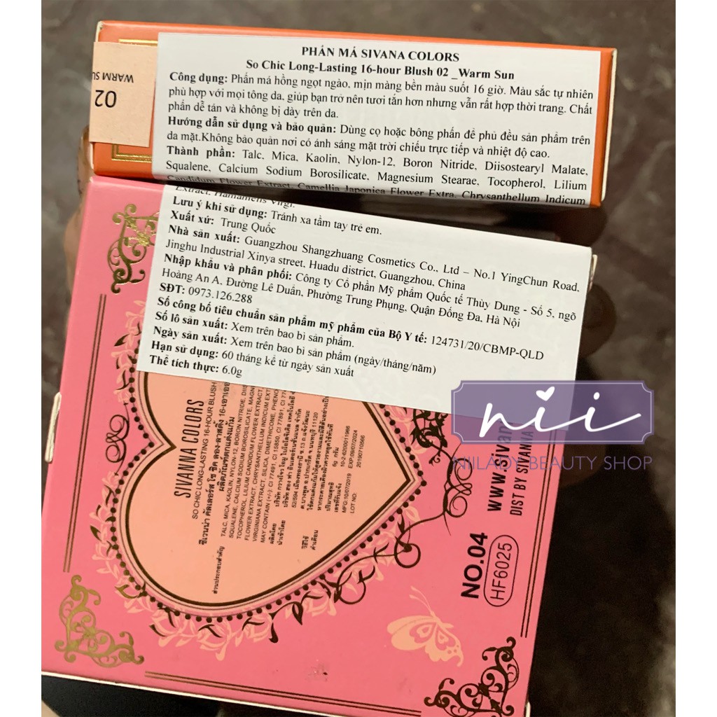 Má hồng trái tim Sivanna Colors Sochic Long-lasting 16-hour Blush | BigBuy360 - bigbuy360.vn