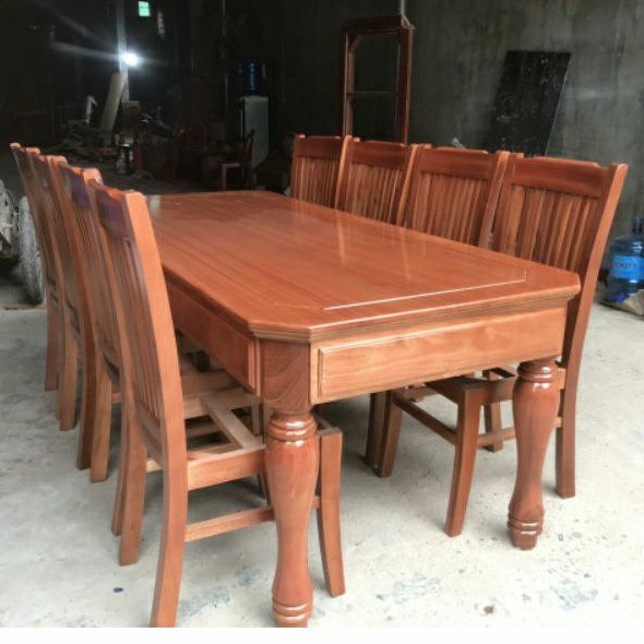 Bộ Bàn Ăn 80 x 1m6 Bàn Hộp, Ghế 9 Nan Gỗ X.O.A.N Đ.À.O ( Cao Cấp)