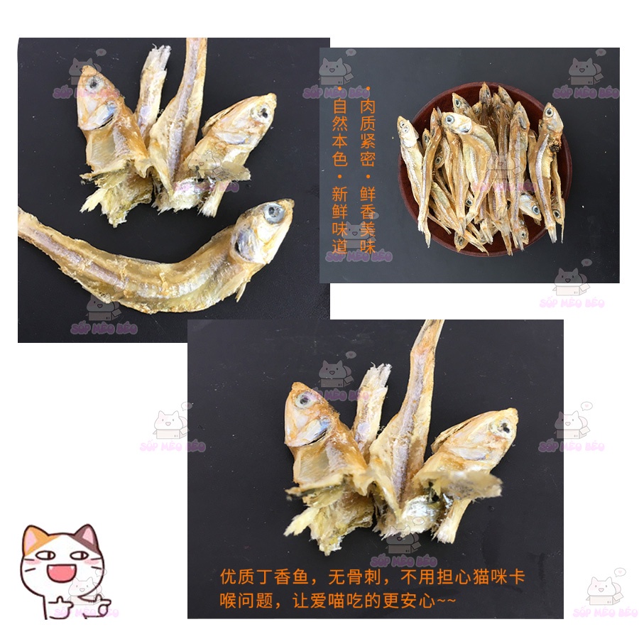 Cá cơm sữa sấy tẩm bơ Qing Dao gói 100gram ăn vặt cho Mèo