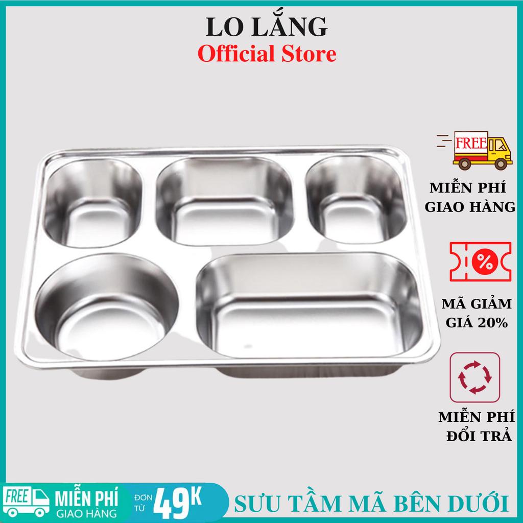 Khay cơm văn phòng 5 ngăn inox 304 kèm nắp sâu lòng sáng bóng cao cấp