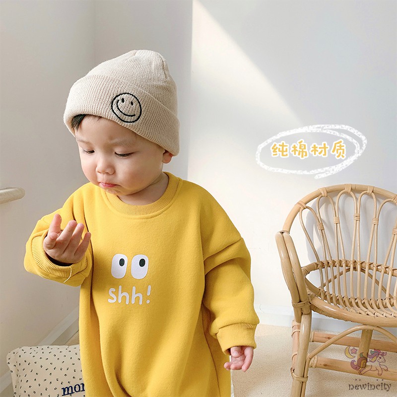 Bộ Áo Liền Quần Lót Nhung Ấm Áp In Hình Hoạt Hình Phong Cách Hàn Quốc Cho Bé