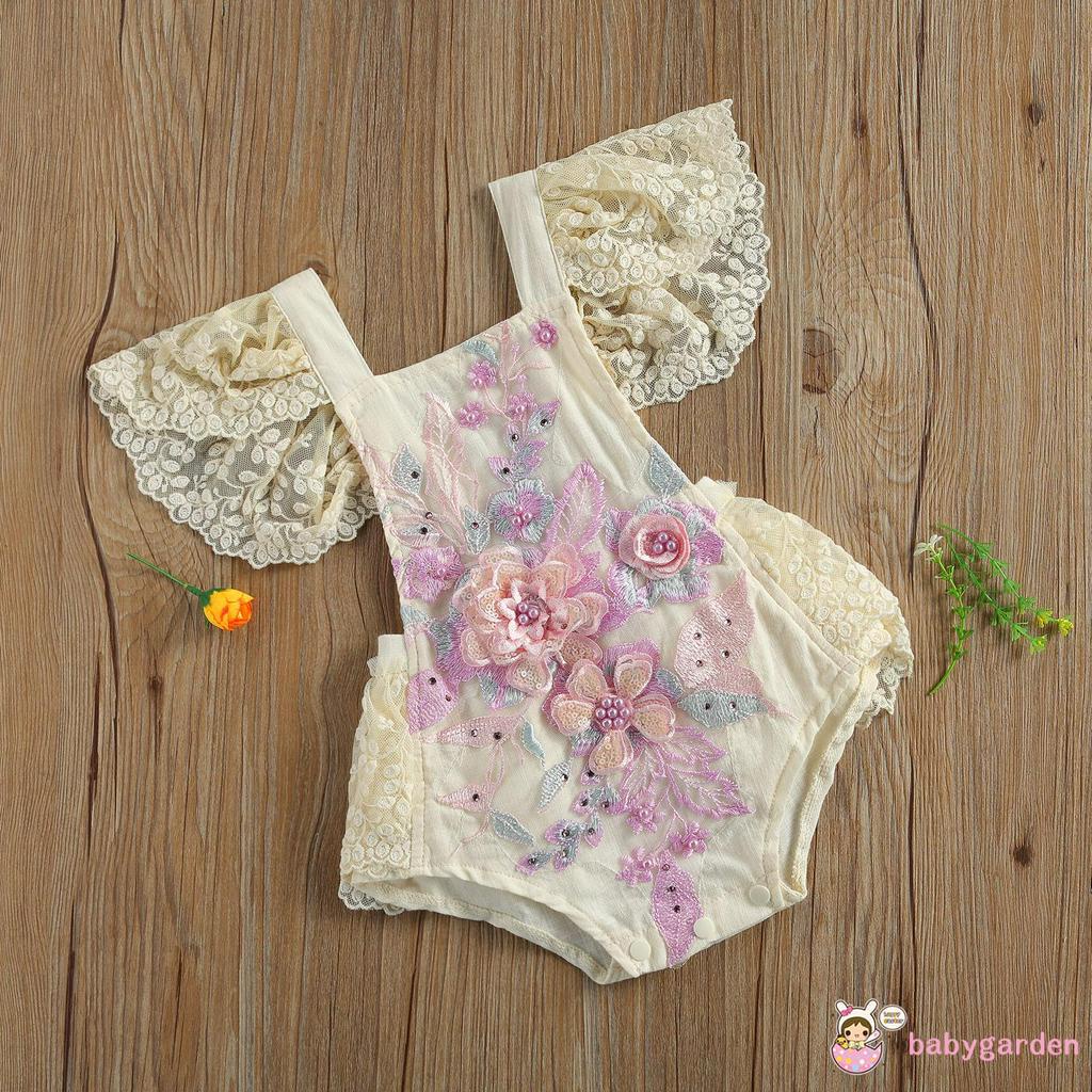 Áo Liền Quần Có Tay Ren Cánh Tiên Đáng Yêu Dành Cho Bé Gái