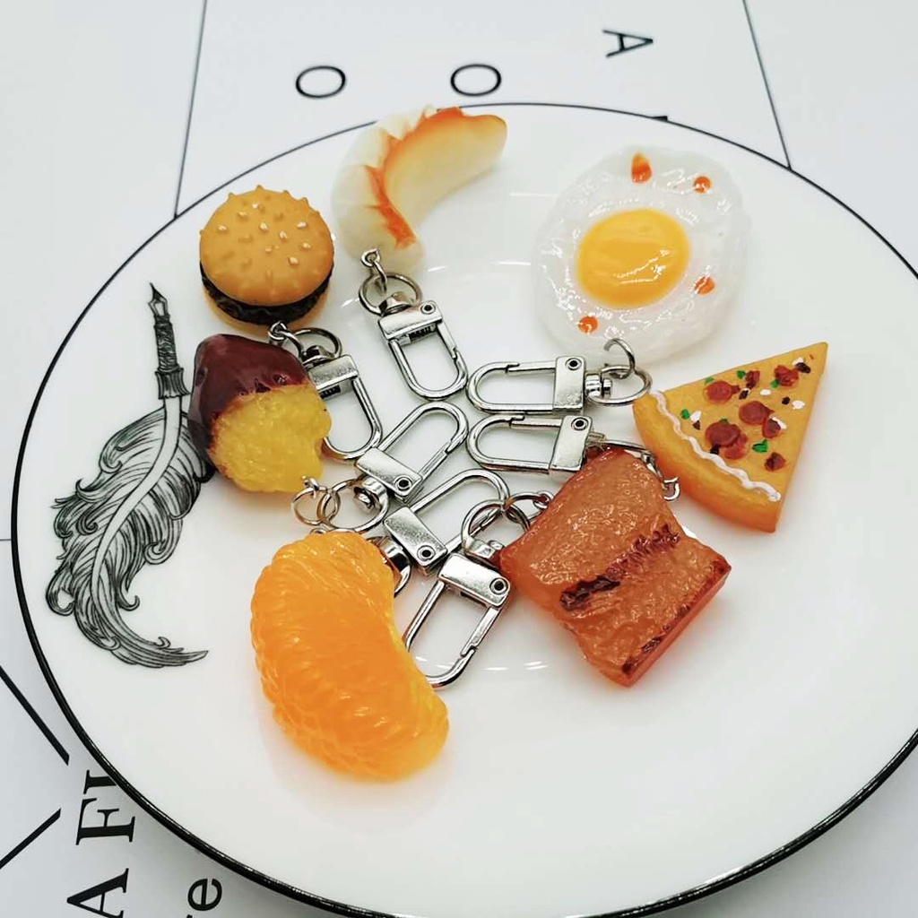 Móc Khóa Hình Bánh Pizza Zongzi Và Hạt Đậu Thiết Kế Sáng Tạo