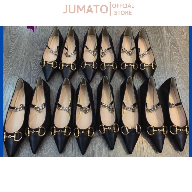 Giày bệt nữ mũi nhọn quai ngang sích khuy cd JUMATO 110523356939