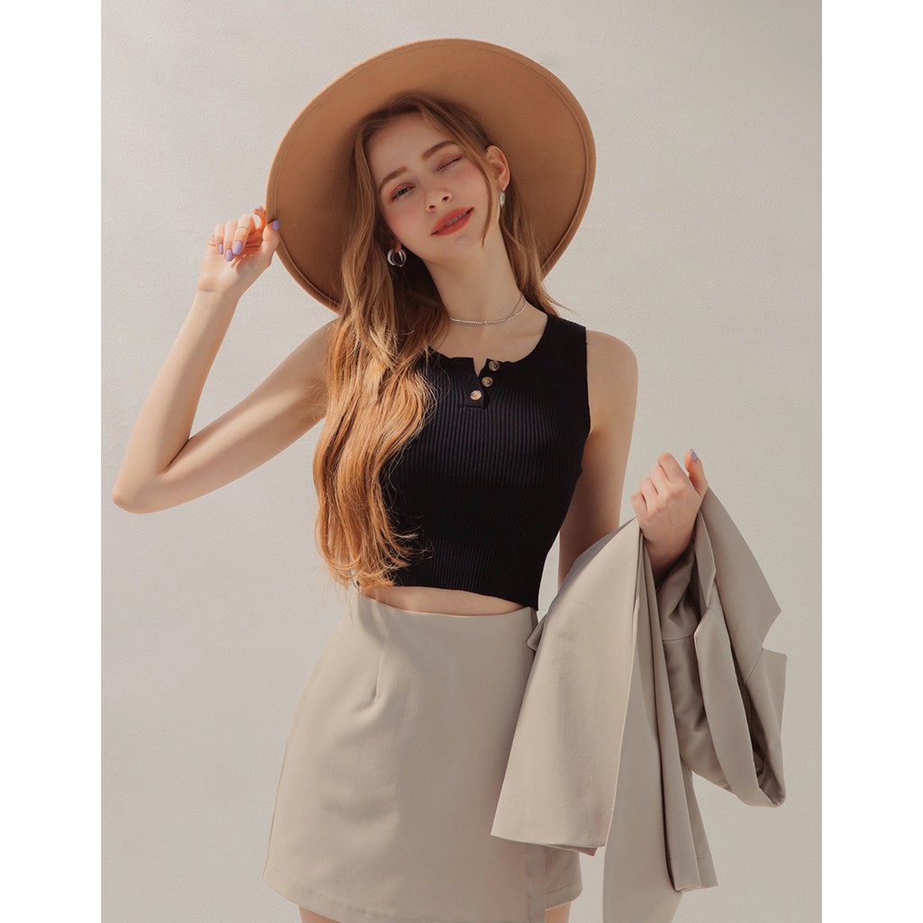 Áo không tay dáng ngắn cổ cài nút nữ Air Space 2110121005 | BigBuy360 - bigbuy360.vn