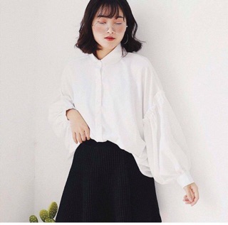 Sơ mi tay phồng cổ sen