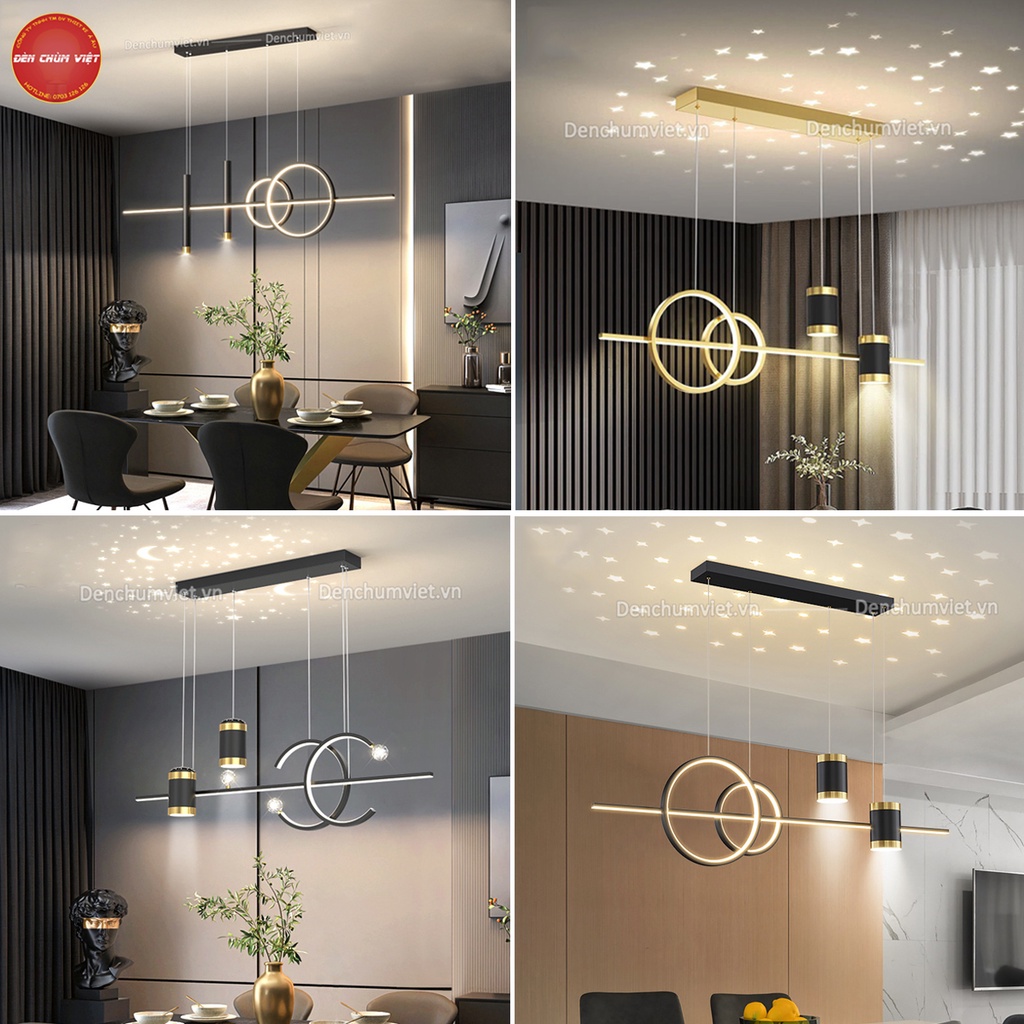 Đèn thả bàn ăn, quầy bar đèn Led 3 chế độ màu - đèn chùm decor nghệ thuật đơn giản hiện đại