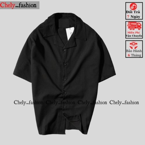Áo sơ mi tay ngắn nam nữ form rộng sơ mi cổ vest unisex tay lỡ, chất vải lụa mịn chống nhăn Chely_fashion
