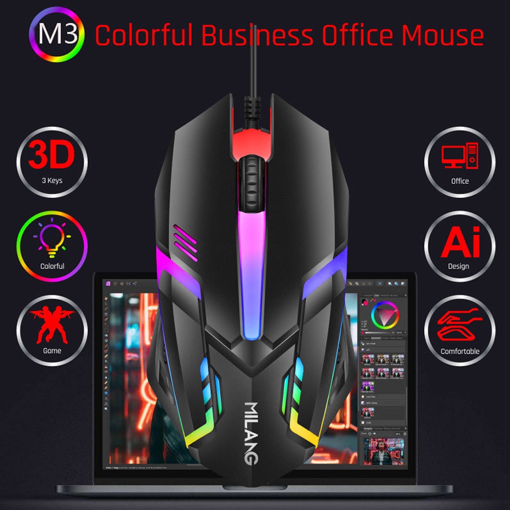 Chuột gaming có dây đèn led đổi màu cực đẹp, chuột game thủ cực ngầu cho máy tính laptop