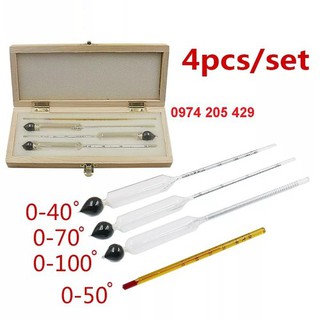 Bộ cồn kế đo nồng độ cồn 0-40-70-100 và đo nhiệt độ - Boconke