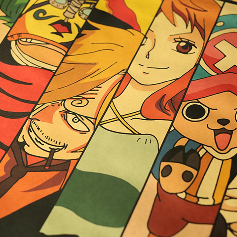 Poster in hình anime One Piece phong cách cổ điển trang trí tiện dụng