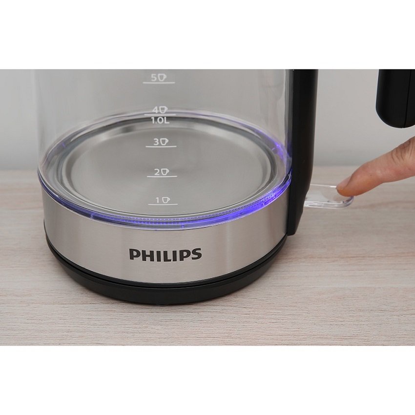 Bình đun siêu tốc thủy tinh PHILIPS 1.7 lít HD9339 /80- Hàng Chính Hãng