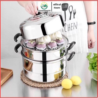 Nồi Hấp Inox Đa Năng 3 TẦNG 2 VỈ 28CM Dùng Cho Cả Bếp Từ Và Bếp Ga Tiện Lợi Cho Nhà Bếp,Bộ Nồi xửng hấp 3 tầng