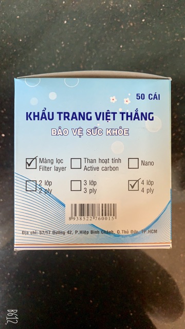 Khẩu trang y tế 4 lớp Việt Thắng