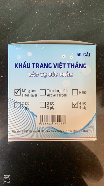 COMBO khẩu trang 4 lớp VIỆT THẮNG