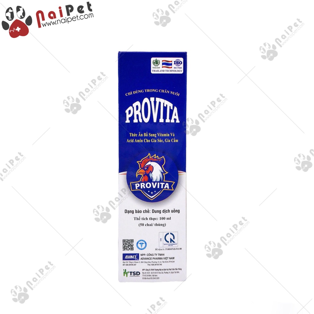 Dung Dịch Bổ Sung Vitamin Khoáng Acid Amin Cho Gia Súc Gia Cầm Provita 100ml