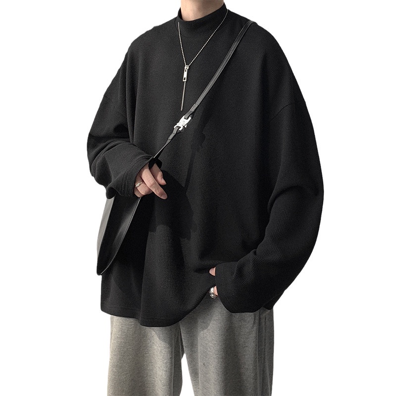 Áo thun tay dài cổ cao dáng rộng thời trang thu đông dành cho nam