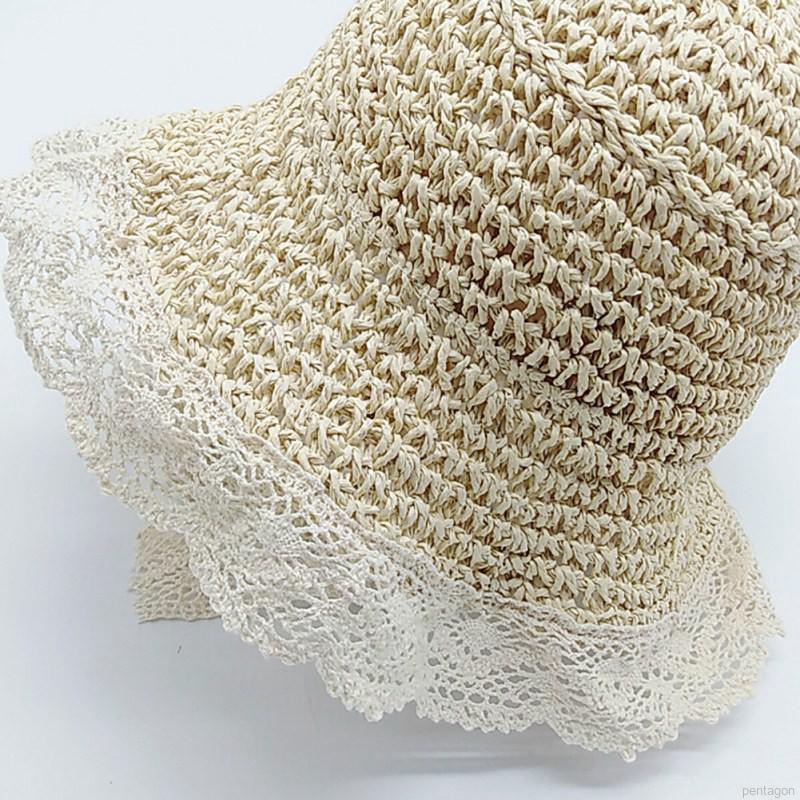 Nón vành tròn phối ren phong cách Hàn Quốc cho bé