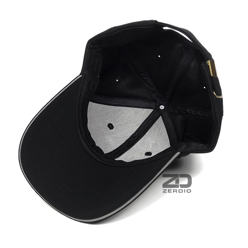 Nón kết nam nữ khóa đồng cao cấp, Mũ lưỡi trai viền trắng màu đen form cứng cáp M22