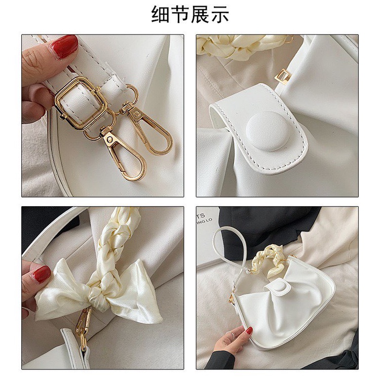 Túi xách nữ, Túi đeo chéo nữ thời trang phong cách Hàn Quốc có mặt cúc nhựa dây nơ quấn xinh xắn TX027
