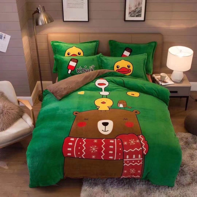 TRỌN BỘ CHĂN GA GỐI NỈ NHUNG 3D CAO CẤP, SÉT 4 MÓN 1 VỎ CHĂN 2 VỎ GỐI 1 GA NỈ NHUNG