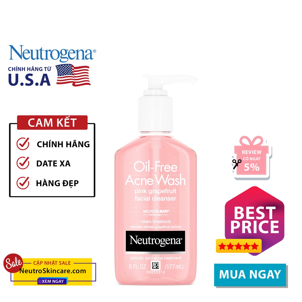 Sữa rửa mặt Neutrogena Oil Free Acne Wash Pink Grapefruit