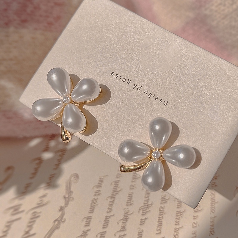 Khuyên Tai Ngọc Trai Hình Hoa Cao Cấp Phong Cách Pháp Mùa Hè Mẫu Mới 2022