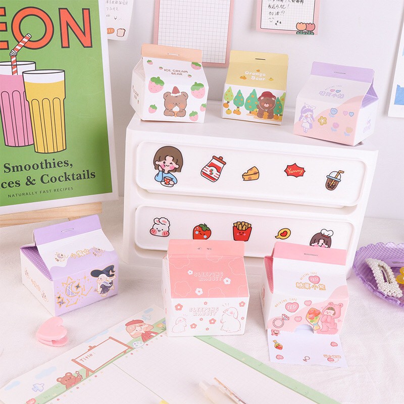 Giấy note hộp sữa 300 tờ ghi chú N08 Taro Stationery